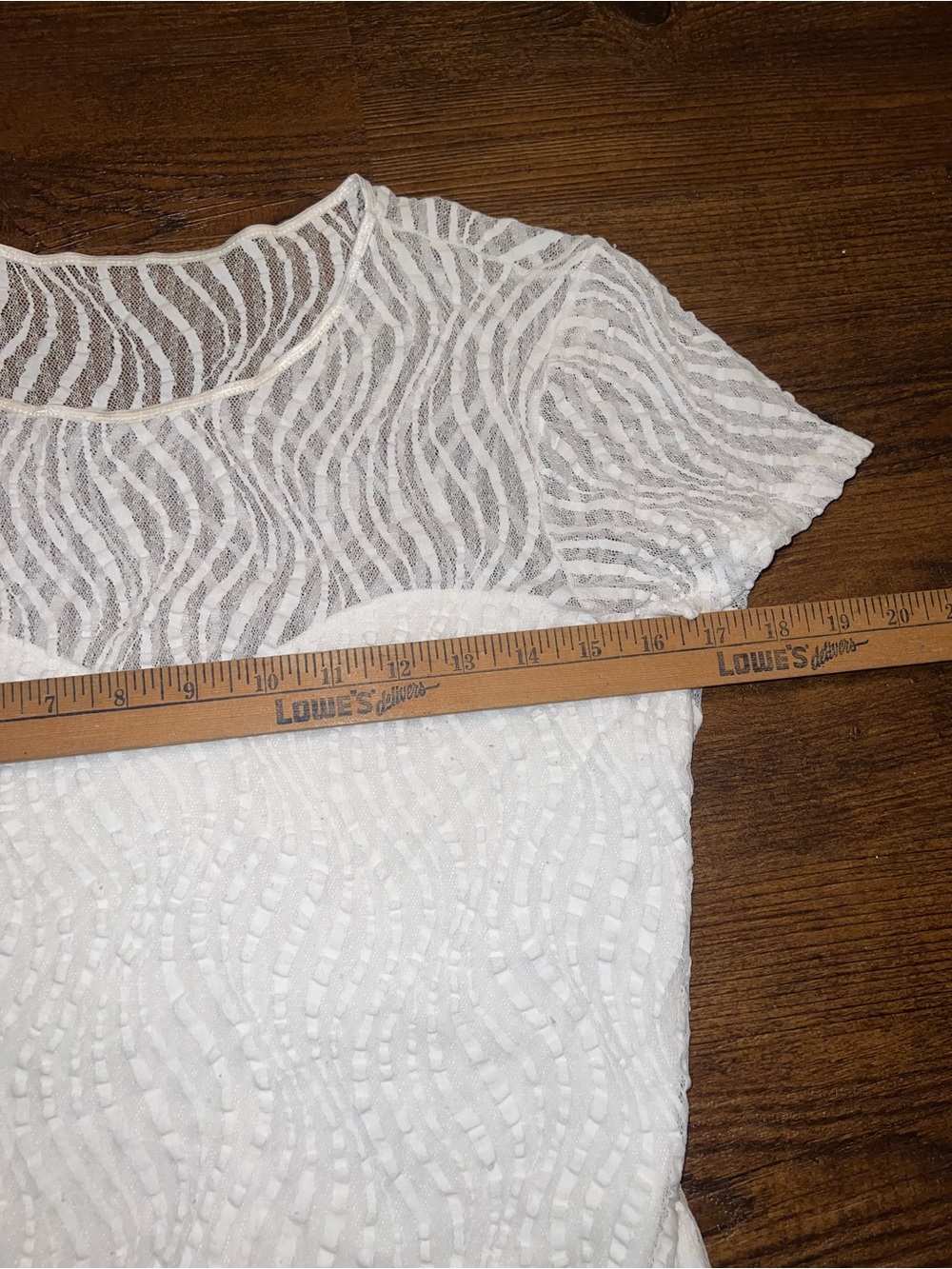 Vintage White Lace Sheer Mesh Textured Blouse Sweetheart Short Sleeve Size S - Picture 7 of 9